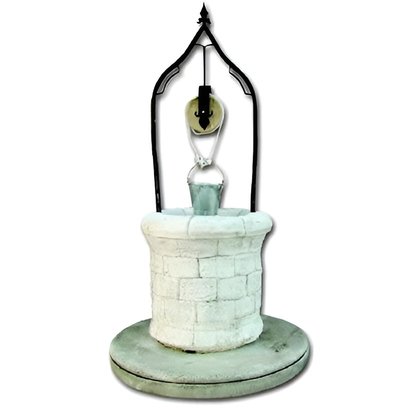 Puits imitation briques sur socle