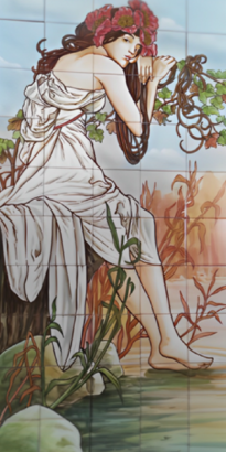 Fresque style Mucha en céramique  SAISON ETE- P400