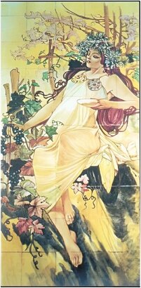 Fresque style Mucha en céramique   SAISON AUTOMNE- P401