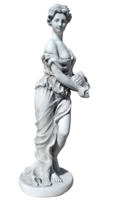 Statue de jardin en pierre Femme tenant un coquillage 