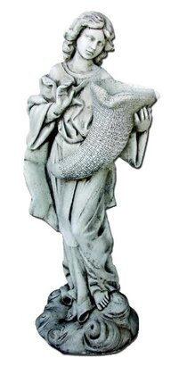 STATUE DE JARDIN EN PIERRE JEUNE FILLE ton vieilli