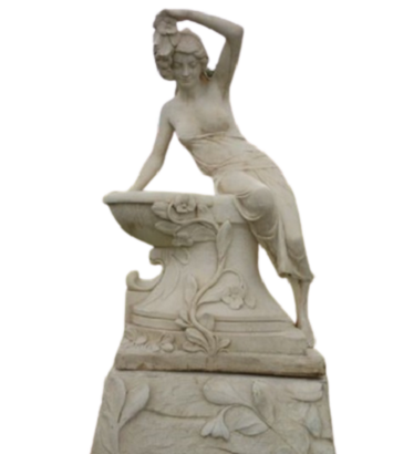 Statue Femme dénudée assise sur une vasque (sur socle)