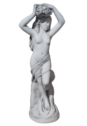 Statue femme dénudée  tenant des roses sur sa tête