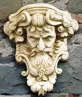 Statue en pierre Mascaron tête d'homme