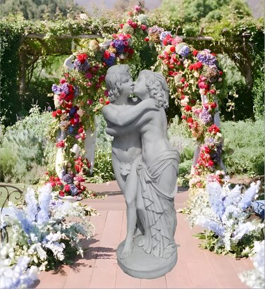 Statue de jardin en pierre Le Baiser des Amoureux