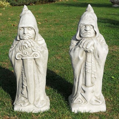 Statue en pierre couple de gardes