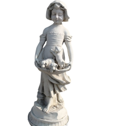 STATUE FILLETTE ET SES CHIOTS
