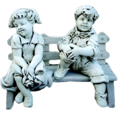Statue Les Amoureux Timides Assis sur le Banc