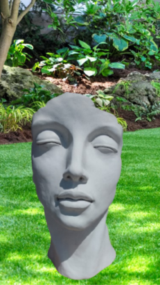 Tête femme 50 cm grise