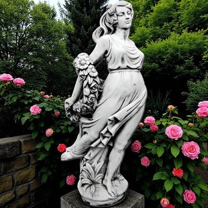 Statue de jardin en pierre La Porteuse de Guirlande