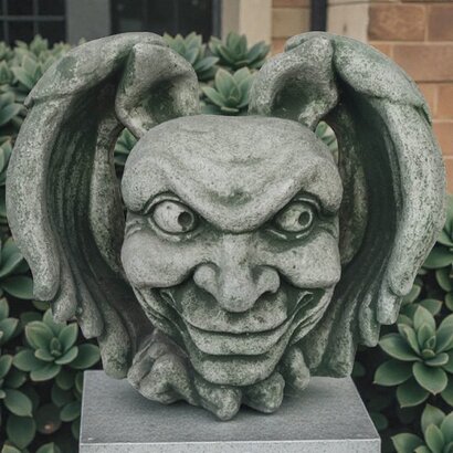 statuette tête  gargouille ailée