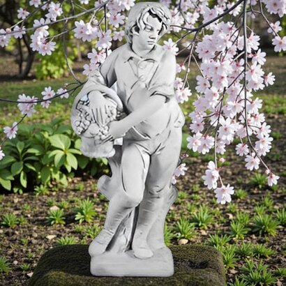 Statue Garçon au Panier de raisins saison automne