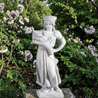 Statue en pierre fille à la gerbe de blé saison Eté