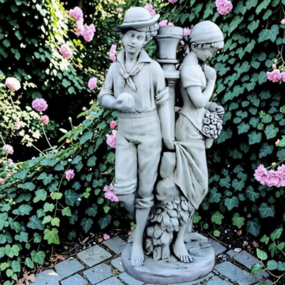 Statue de jardin en pierre Les Amoureux