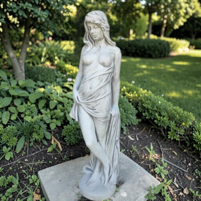 Statue Femme Drapée aux Seins Nus