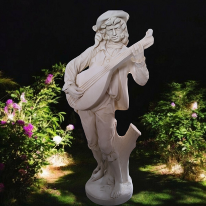 Statue de jardin en pierre Homme : Le Ménestrel