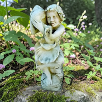 Statue Enfant Fillette aux Coquillages