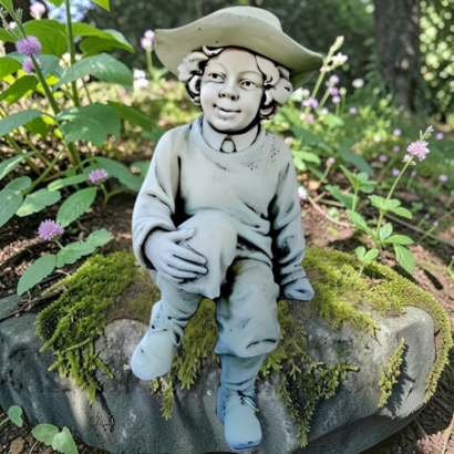 STATUE GARCON AU CHAPEAU A POSER