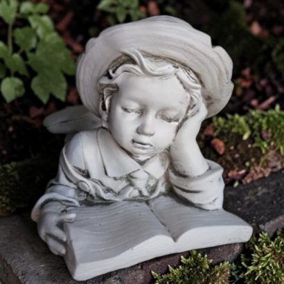 Statue Petit Garçon Lisant un Livre