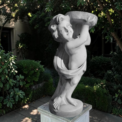 STATUE ENFANT SUPPORT POUR VASE 
REGARDANT A DROITE