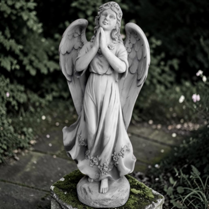 Statue en pierre Ange en prière 