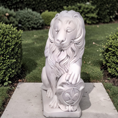Statue Lion avec écusson (patte gauche)
