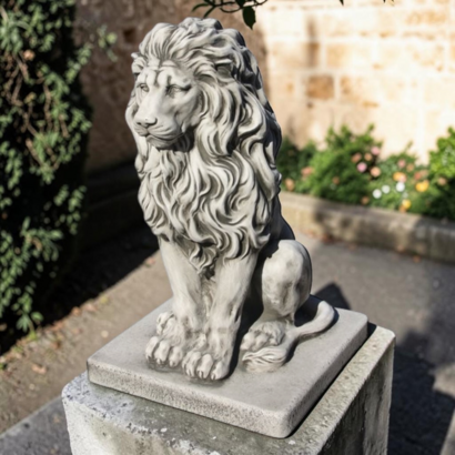 STATUE LION REGARD DROIT