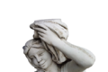 Statue de jardin en pierre : La Porteuse de Fleurs (bouquet de fleurs 
sur main gauche)