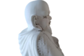 Statue de jardin en pierre Bouddha Barbu Assis