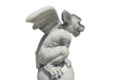 statue en pierre gargouille sur boule