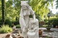 Statue de jardin en pierre Femme : La Puiseuse
