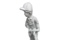 Statue garçon à bicyclette et pot de fleur