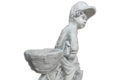 Statue garçon à bicyclette et pot de fleur