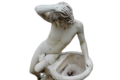 Statue de jardin en pierre Homme Dénudé Assis sur Vasque