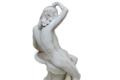 Statue de jardin en pierre Homme Dénudé Assis sur Vasque