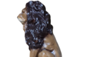 STATUE LION REGARD DROIT PEINT