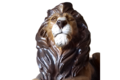 STATUE LION couché peint