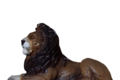 STATUE LION couché peint